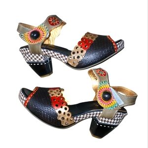 L'ARTISTE by Spring Step Jive Sandals Ankle Strap Painted Leather size 8